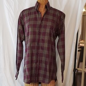 NWT Men's ROBERT TALBOTT Tailored Long sleeve Dress Shirt in Bark - M